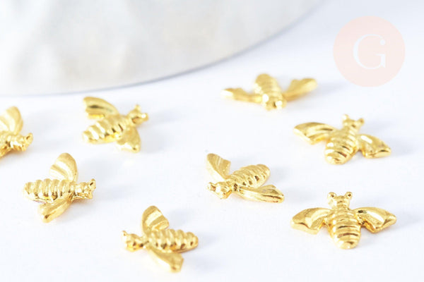 Charm à coller zamac doré abeille 10mm, x5 (G6704)