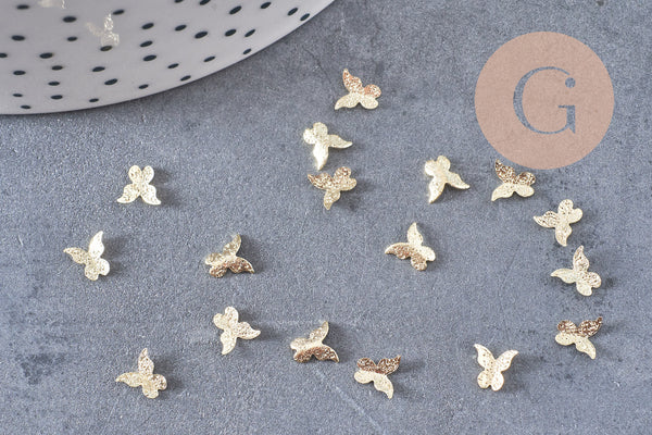 Charm à coller zamac doré papillon, fournitures à coller pour décorer pierres et bijoux,1g x1 G5654