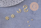 Charm à coller zamac doré soleil-lune- étoile-neige 4-5mm, x1 boite de 200 (G4012)