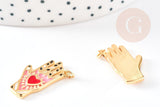 Charm main fatma coeur laiton doré 18k 24mm, x1 (G5962)