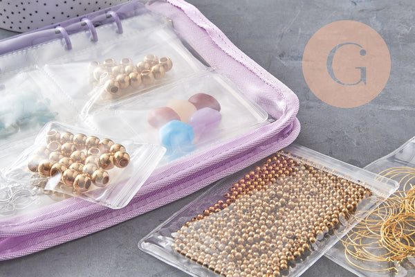 Classeur de rangement pour bijoux violet ou noir 25x19 cm, x1 (G10890)