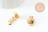 Clip boucle oreille support cabochon rond 12mm acier 304 inoxydable doré, x2 (G9724)