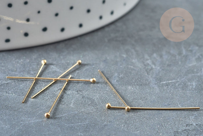Clou tige tête boule gold filled 14K 25mm, x5 (G7978)