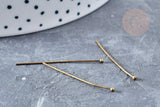 Clou tige tête boule laiton bronze 31mm, x10 (G8842)