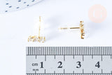 Clous d'oreille ourson en laiton zircons blanc avec poussoirs d'oreilles, idées cadeaux femmes fille la paire, (G7913)