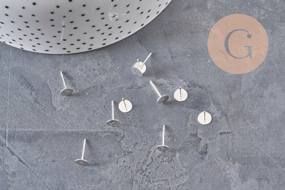304 Stainless steel silver-plated 6mm stud earrings, x10 VALID