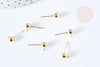 Clous puces oreille boule acier 304 inoxydable doré 24K 17mm, x10 (G8433)