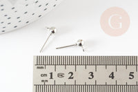 Clous-puces oreille boule acier 304 platine et anneau 5mm, x10 (G9269)