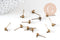 Clous-puces oreille boule bronze avec anneau, boucles d'oreille,oreille percée,diamètre 5mm, x 10 (G0647)