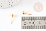 Clous-puces oreille boule fer doré et anneau 5mm, x10 (G8957)