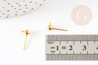 Clous-puces oreille boule fer doré et anneau 5mm, x10 (G8957)