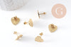 Clous-puces oreille coeur acier 304 inoxydable dore IP sablé 1 trou 13mm, la paire (G10371)
