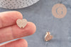 Clous-puces oreille coeur acier 304 inoxydable or rose IP sablé 1 trou 13mm, la paire (G10953)
