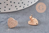 Clous-puces oreille coeur acier 304 inoxydable or rose IP sablé 1 trou 13mm, la paire (G10953) VALIDE