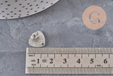 Heart stud earrings, 304 stainless steel, platinum, sanded, 1 hole, 13mm, pair VALID