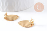 Clous-puces oreille coquillage acier 304 inoxydable dore 1 trou 21.5mm, la paire (G10286)