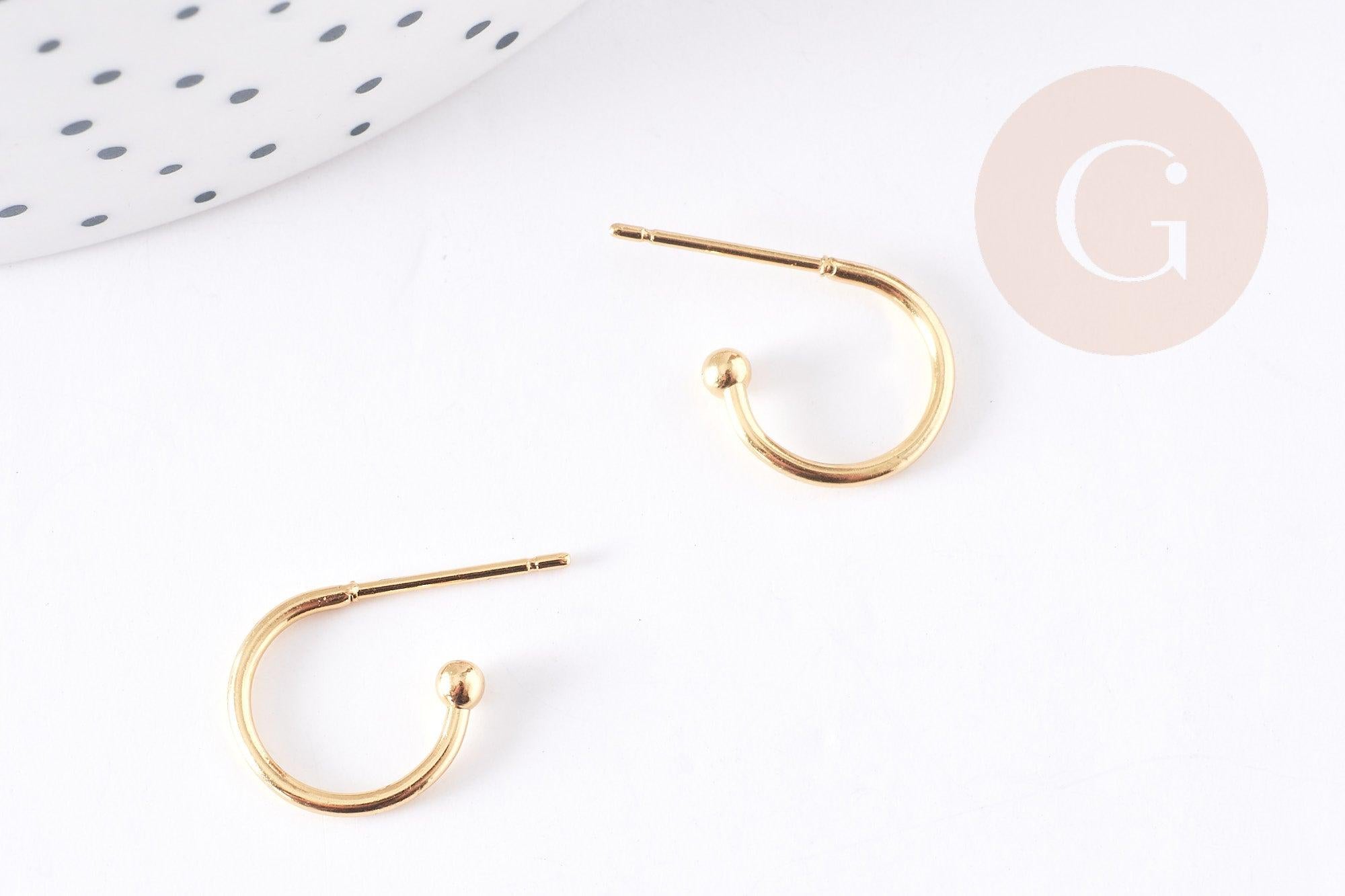Clous-puces oreille en acier 304 inoxydable 18.5mm, x2 (G5685)