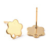 Clous-puces oreille fleur acier 201/316 inoxydable dore 24K lisse 1 trou 9mm, la paire (G10487)