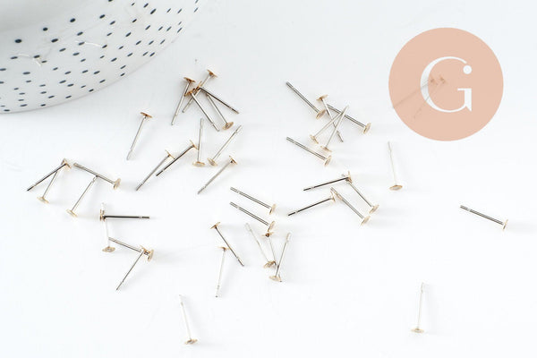 Clous-puces oreille laiton brut acier 3mm, x50 (G1901)