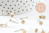 Clous-puces oreille laiton brut acier plateau 5mm, création boucles d'oreille percée,sans nickel, x50 (G0582)