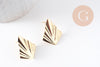 Clous-puces oreille losange plié laiton doré 18K 1 trou 25mm, la paire (G10342)