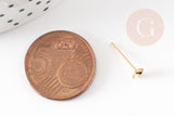 Clous-puces oreille pour perle semi percée acier inoxydable 304 doré 3.5mm, x10 (G9223)