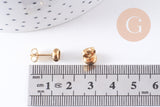 Clous-puces oreille support cabochon 4mm acier 304 inoxydable dore IP, x10 (G10607)