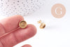 Clous-puces oreille support cabochon 8mm acier 304 inoxydable dore IP, x10 (G10608)