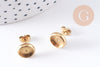 Clous-puces oreille support cabochon 8mm acier 304 inoxydable dore IP, x10 (G10608)