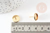 Clous-puces oreille support cabochon rond 10mm acier 304 inoxydable dore 24K, x10 (G9219)