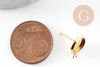 Clous-puces oreille support cabochon rond 8mm acier 304 inoxydable dore avec anneau, x2 (G9588)