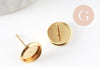 Clous-puces oreille support cabochon rond 8mm acier 304 inoxydable dore, x10 (G5322)