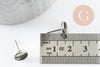 Clous-puces oreille support cabochon rond 8mm acier 304 inoxydable platine, x10 (G9597)