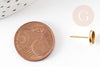 Clous-puces oreille support cabochon rond acier 304 inoxydable dore 18K, x10 (G9224)