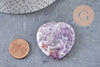 Coeur améthyste Worry stone, améthyste naturelle roulée, pierre semi-precieuse, séance lithothérapie, 39mm, x1 G5613