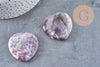 Coeur améthyste Worry stone, améthyste naturelle roulée, pierre semi-precieuse, séance lithothérapie, 39mm, x1 G5613
