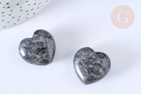Coeur décoratif Labradorite lithothérapie pierre 25.5mm, pierre semi-précieuse, séance lithothérapie, x1 (G7173)