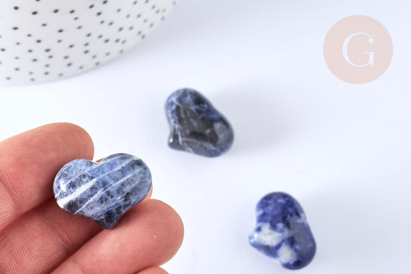 Cœur décoratif sodalite naturelle lithothérapie pierre 25mm, x1 (G7172)