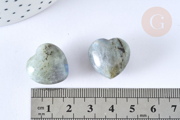 Cœur labradorite naturelle 20mm ,lithotherapie, coeur de décoration pierre naturelle, x1 (G7177)