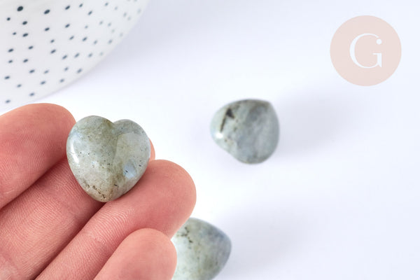 Cœur labradorite naturelle 20mm ,lithotherapie, coeur de décoration pierre naturelle, x1 (G7177)