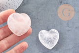 Coeur quartz rose naturel 40mm, x1 (G5611)