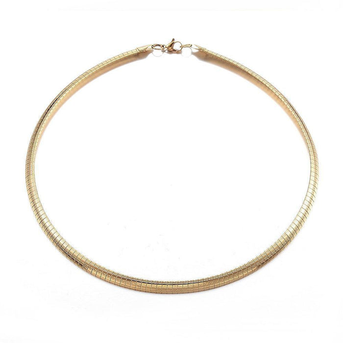 Collier Chaine acier dorée 14k serpent,sans nickel,chaine fantaisie,acier, chaine complète,6mm,45cm x1 (G5353)