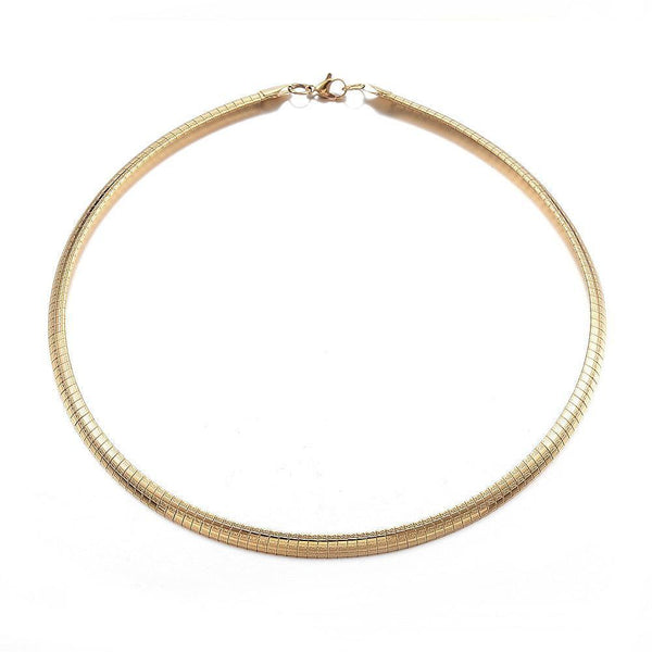 Collier Chaine acier dorée 14k serpent,sans nickel,chaine fantaisie,acier, chaine complète,6mm,45cm x1 (G5353)