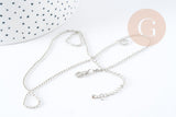 Collier Chaine boule fine laiton platine boule facettes 1.5mm/45cm,chaine collier laiton argenté chaine complète avec fermoir x1 G6202