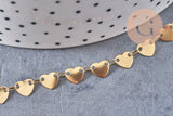 Collier Chaine coeur acier inoxydable doré 14k cœur 6.5mm, x1 mètre (G6804)