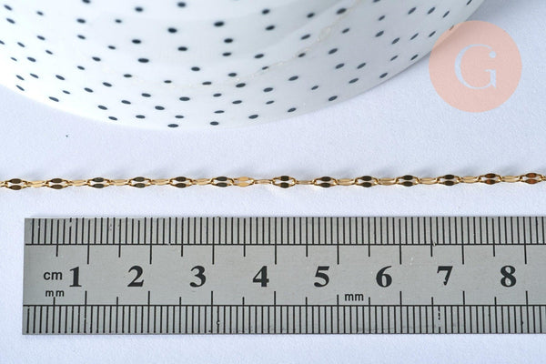 Collier Chaine complète acier dorée 14k fantaisie,collier doré,sans nickel,acier doré,chaine complète,2mm,50cm, x1 G2995