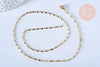Collier Chaine complète acier dorée 14k fantaisie,collier doré,sans nickel,acier doré,chaine complète,2mm,50cm, x1 G2995