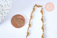 Collier Chaine complète acier dorée 14k feuille,chaine collier,sans nickel,acier doré, chaine complète,44.5m, x1 G0631