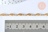 Collier Chaine complète acier dorée 14k feuille,chaine collier,sans nickel,acier doré, chaine complète,44.5m, x1 G0631