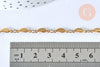 Collier Chaine complète acier dorée 14k feuille,chaine collier,sans nickel,acier doré, chaine complète,44.5m, x1 G0631
